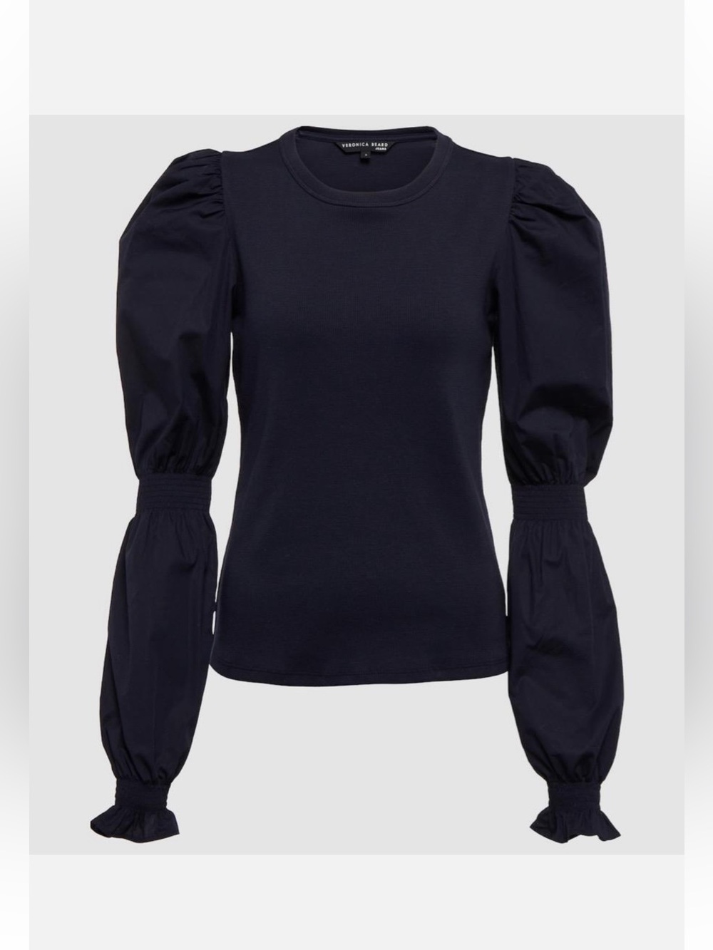 Veronica Beard Fawn Puff Sleeve Navy Top Size M